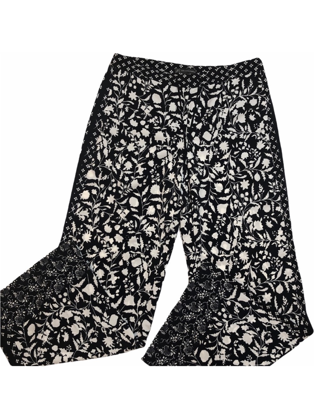Adrianna Papell Black & White Wide-Leg Floral Pants - Picture 3 of 7